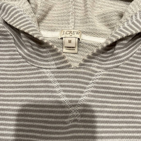 J.Crew Factory Gray & White Stripe Knit Hoodie size Medium - Picture 3 of 4
